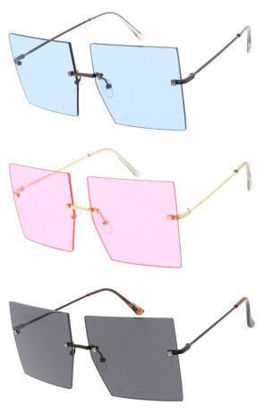 Picture of Square Color Tinted Lens Rimless Oversize Sunglasses